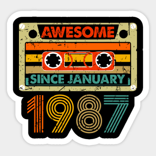 Awesome Since January 1987 37 Years Old 37th Birthday Sticker